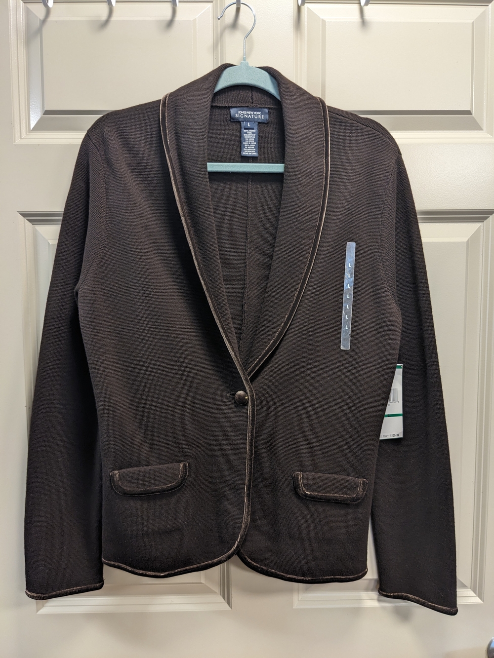 Jones New York Kensington 100% Merino Wool Knit Cardigan Blazer Size Large